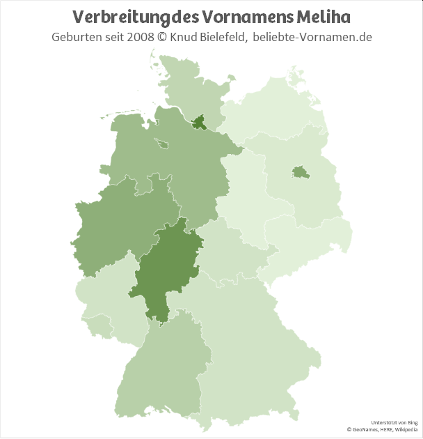 In Hessen und in Hamburg ist der Name Meliha besonders beliebt.