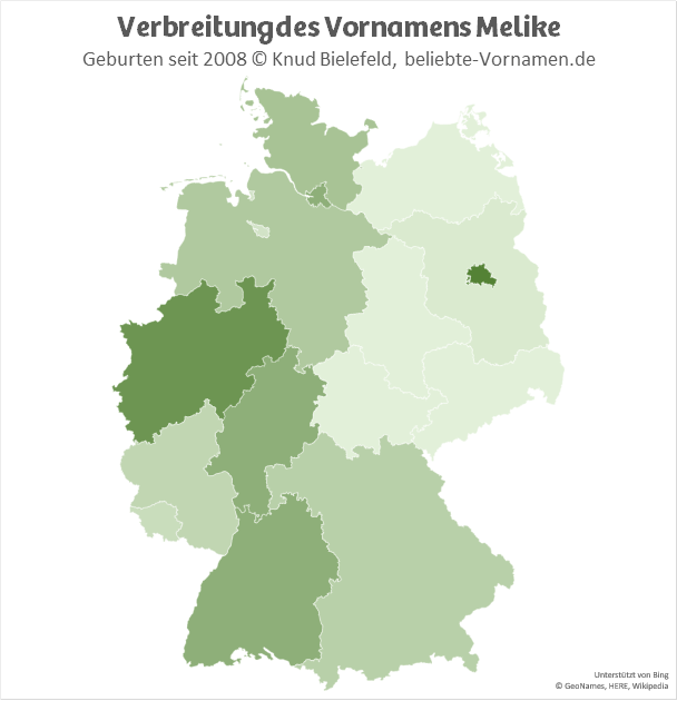 In Berlin und in Nordrhein-Westfalen ist der Name Melike besonders beliebt.