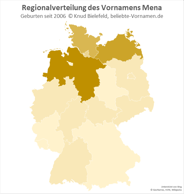 Der Name Mena ist in Norddeutschland besonders beliebt.