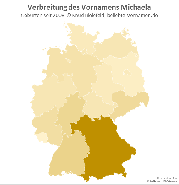 Am beliebtesten ist der Name Michaela in Bayern.