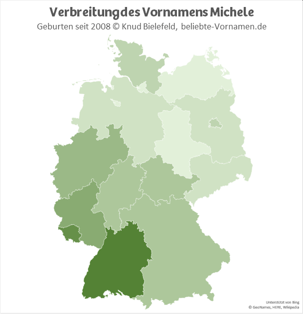 Am beliebtesten ist der Name Michele in Baden-Württemberg.