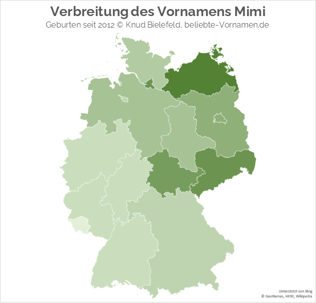 Besonders beliebt ist der Name Mimi in Mecklenburg-Vorpommern.