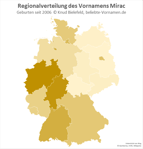 In Nordrhein-Westfalen ist der Name Mirac besonders beliebt.