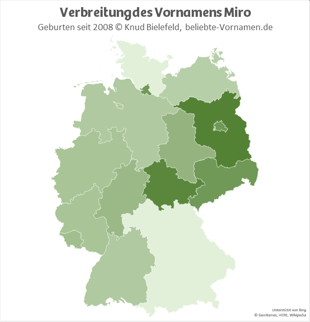 In Brandenburg und in Thüringen ist der Name Miro besonders beliebt.