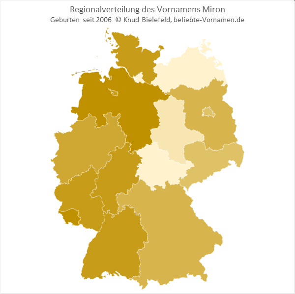 Am beliebtesten ist der Name Miron in Niedersachsen.