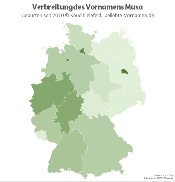 In Berlin, Bremen und Hamburg ist der Name Musa besonders beliebt.