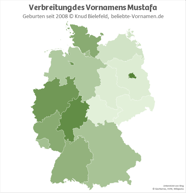 In Hessen und in Berlin ist der Name Mustafa besonders beliebt.