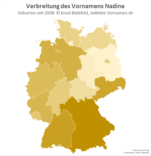 Am populärsten ist der Name Nadine in Bayern.