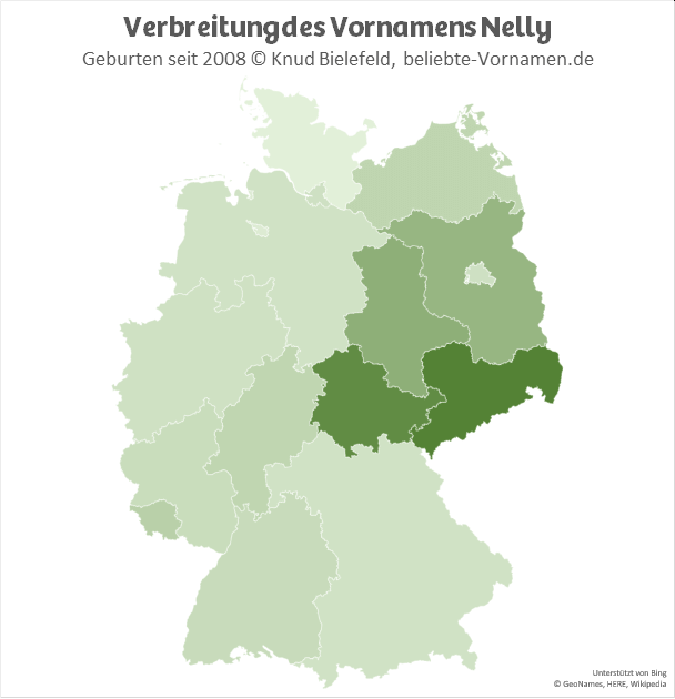 Besonders beliebt ist der Name Nelly in Sachsen und in Thüringen.