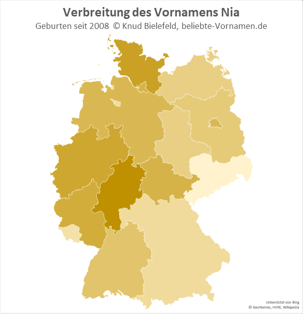 Besonders beliebt ist der Name Nia in Hessen.