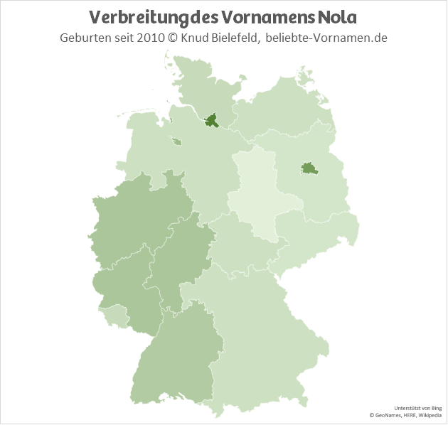 Relativ häufig kommt der Name Nola in Hamburg und Berlin vor.