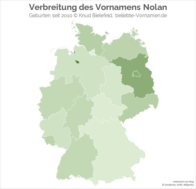 In den Bundesländern Bremen, Berlin und Brandenburg ist der Name Nolan besonders beliebt.
