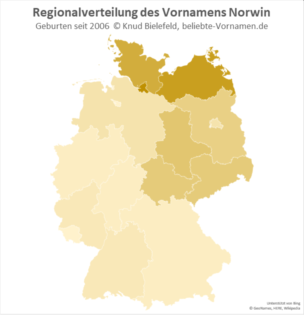 Am beliebtesten ist der Name Norwin in Hamburg, Mecklenburg-Vorpommern und Schleswig-Holstein.