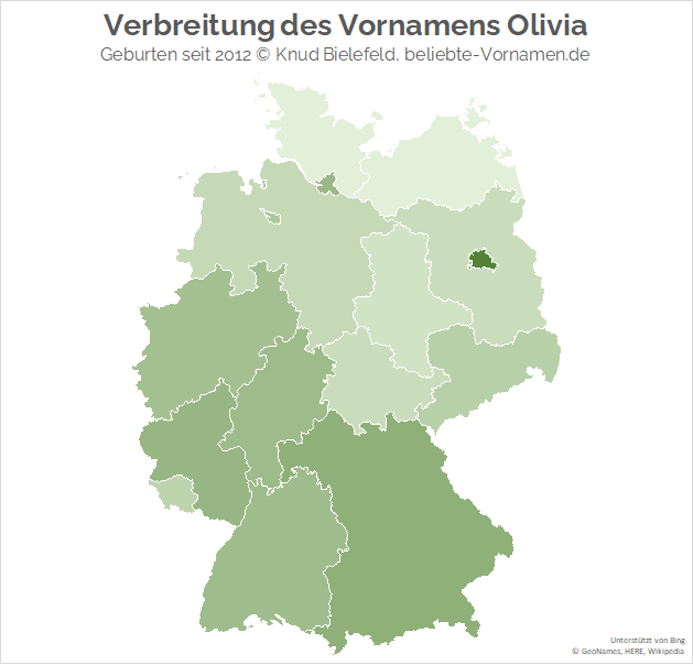 Am beliebtesten ist der Vorname Olivia in Berlin.