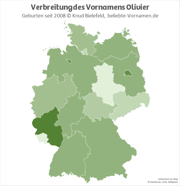 Am beliebtesten ist der Name Olivier in Rheinland-Pfalz.