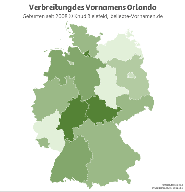 Am beliebtesten ist der Name Orlando in Hessen und in Thüringen.