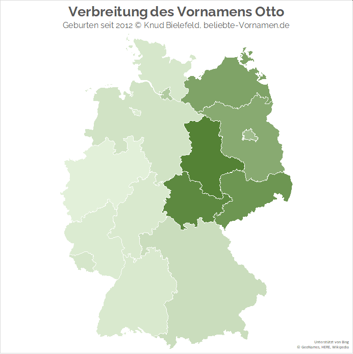 Am beliebtesten ist der Name Otto im Bundesland Sachsen-Anhalt.