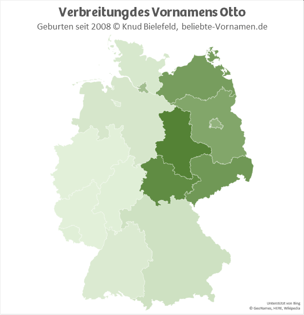 Am beliebtesten ist der Name Otto im Bundesland Sachsen-Anhalt.
