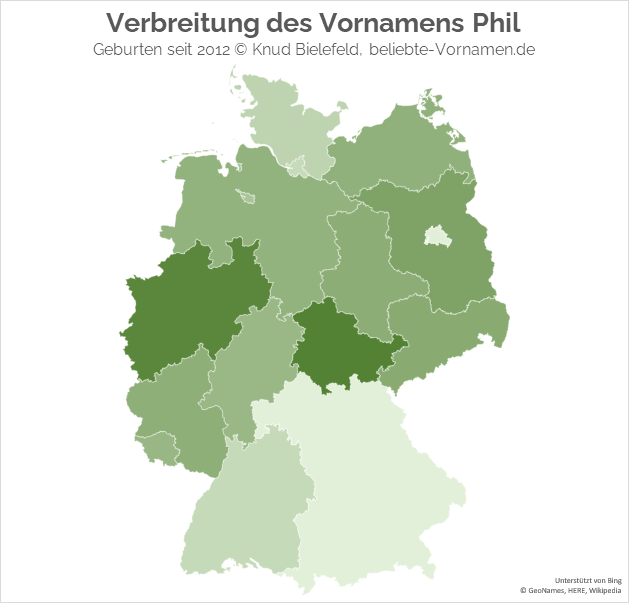 In Nordrhein-Westfalen und in Thüringen ist der Name Phil besonders beliebt.