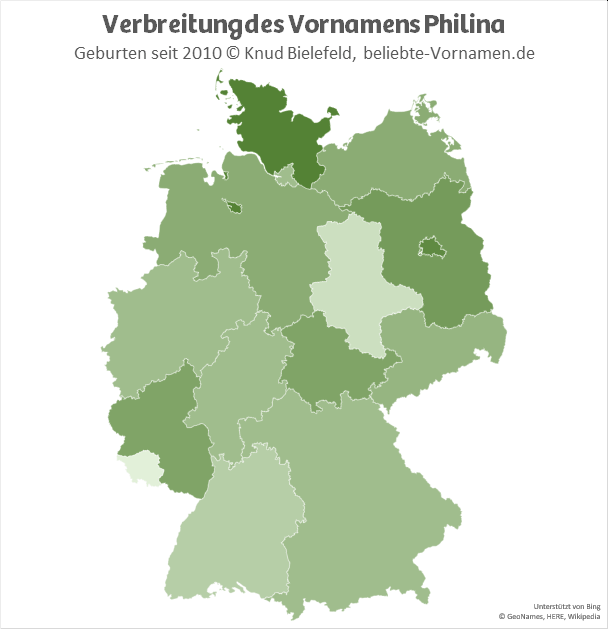 Am beliebtesten ist der Name Philina in Schleswig-Holstein.