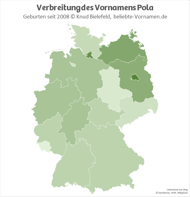Am beliebtesten ist der Name Pola in Hamburg und Berlin.