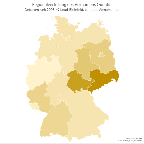 Der Name Quentin ist in Sachsen am beliebtesten.