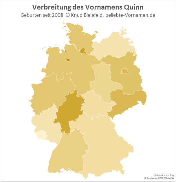In den Hansestädten Hamburg und Bremen ist der Name Quinn am beliebtesten.