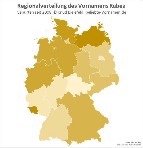 Im Saarland und in Mecklenburg-Vorpommern ist der Name Rabea besonders beliebt.
