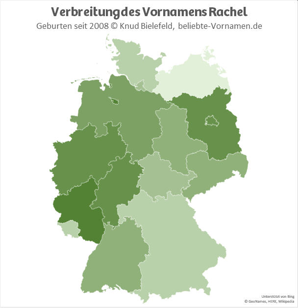 Am beliebtesten ist der Name Rachel in Rheinland-Pfalz.