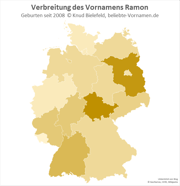 Am beliebtesten ist der Name Ramon in Thüringen und in Brandenburg.