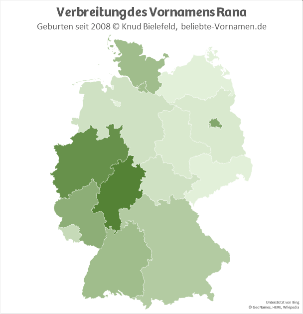 In Hessen und in Nordrhein-Westfalen ist der Name Rana besonders beliebt.