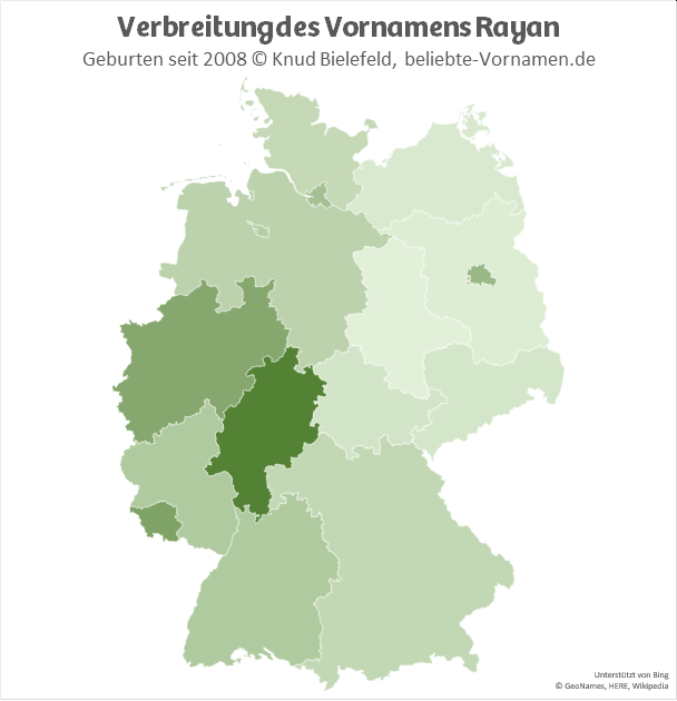 Besonders beliebt ist der Name Rayan im Bundesland Hessen.