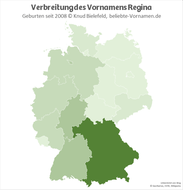 Am beliebtesten ist der Name Regina in Bayern.