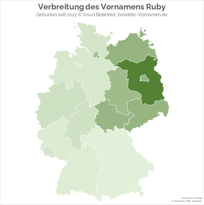 Besonders beliebt ist der Name Ruby in Brandenburg.