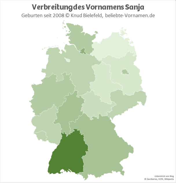 Besonders beliebt ist der Name Sanja in Baden-Württemberg.