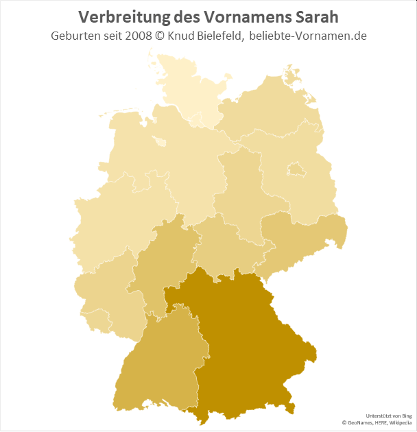 In Bayern ist der Name Sarah besonders beliebt.
