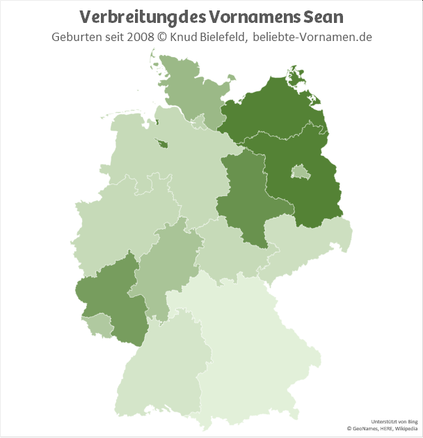 In Mecklenburg-Vorpommern und in Brandenburg ist der Name Sean besonders beliebt.