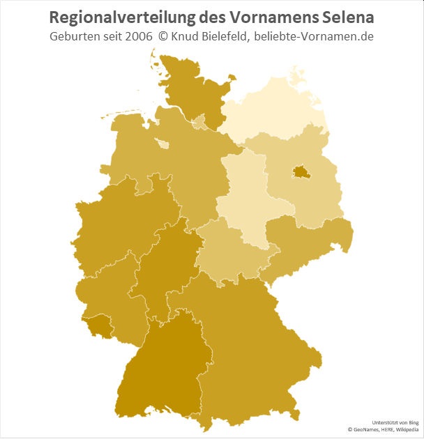 Im Saarland, in Berlin und in Baden-Württemberg ist der Name Selana besonders beliebt.