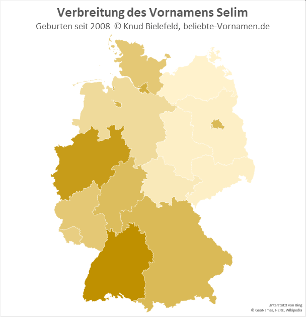 In Baden-Württemberg und Nordrhein-Westfalen ist der Name Selim besonders beliebt.