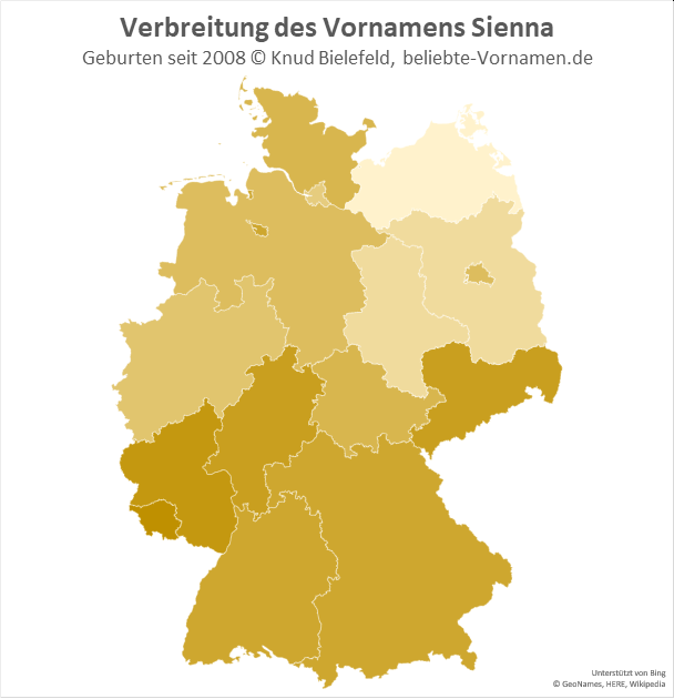 Im Saarland und in Rheinland-Pfalz ist der Name Sienna besonders beliebt.