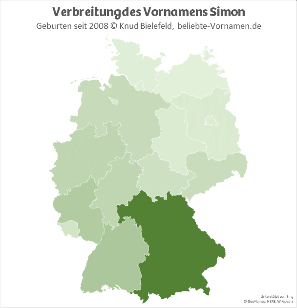 Am beliebtesten ist der Name Simon in Bayern.