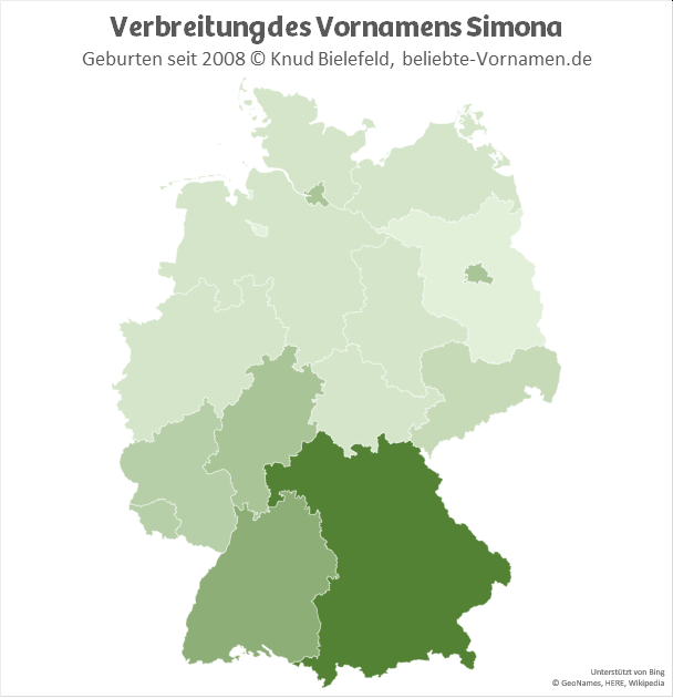 Am beliebtesten ist der Name Simona in Bayern.