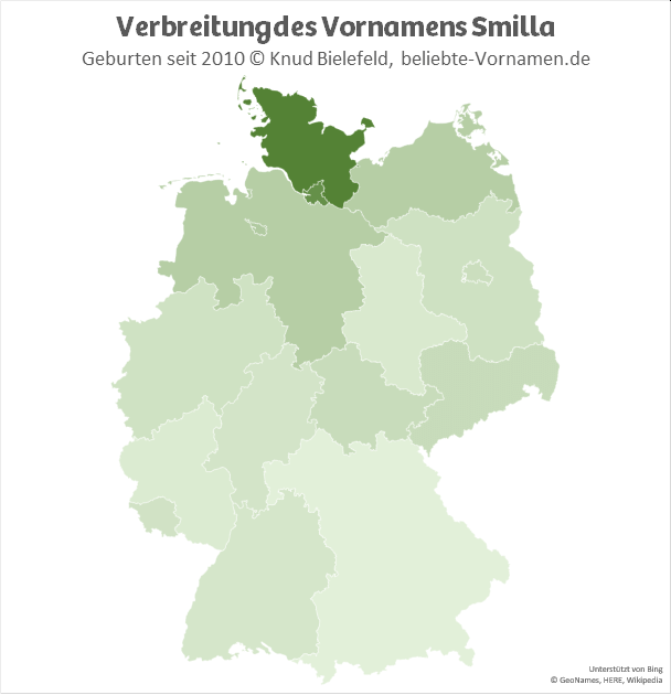 Am beliebtesten ist der Name Smilla in Schleswig-Holstein und Hamburg.