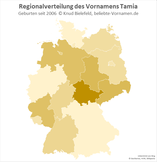 In Thüringen ist der Name Tamia besonders beliebt.