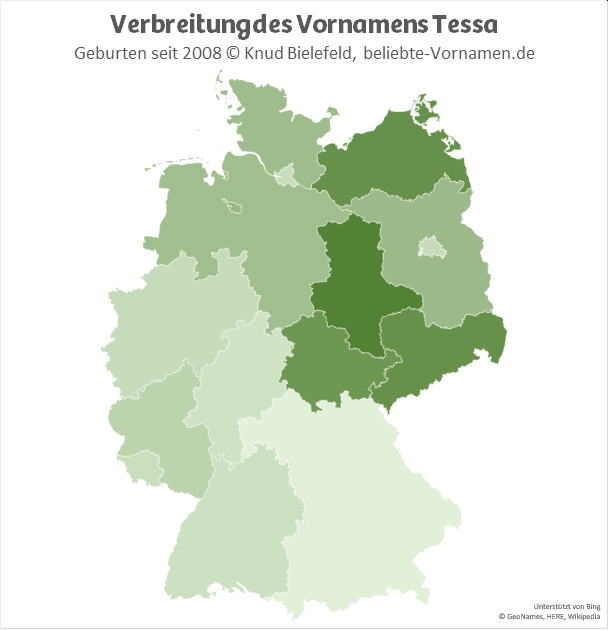 Am beliebtesten ist der Name Tessa in Sachsen-Anhalt.