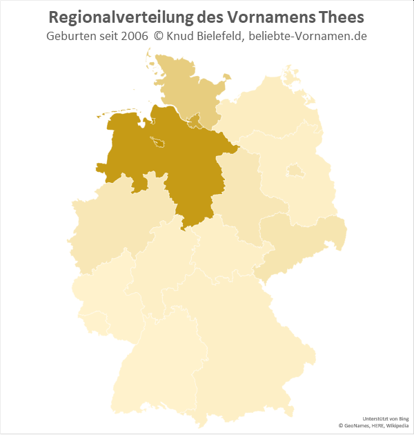 Der Name Thees ist in Hamburg, Bremen und Niedersachsen besonders beliebt.