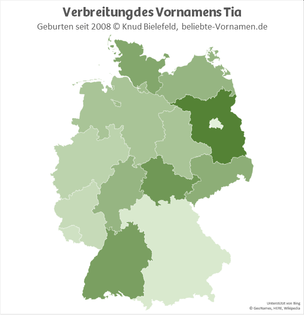 In Brandenburg ist der Name Tia besonders beliebt.