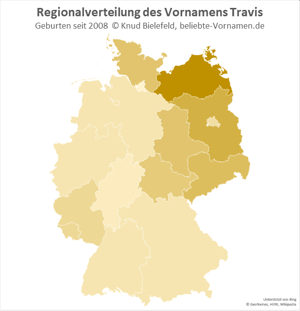In Mecklenburg-Vorpommern ist der Name Travis besonders beliebt.