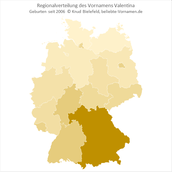 Am beliebtesten ist der Name Valentina in Bayern.