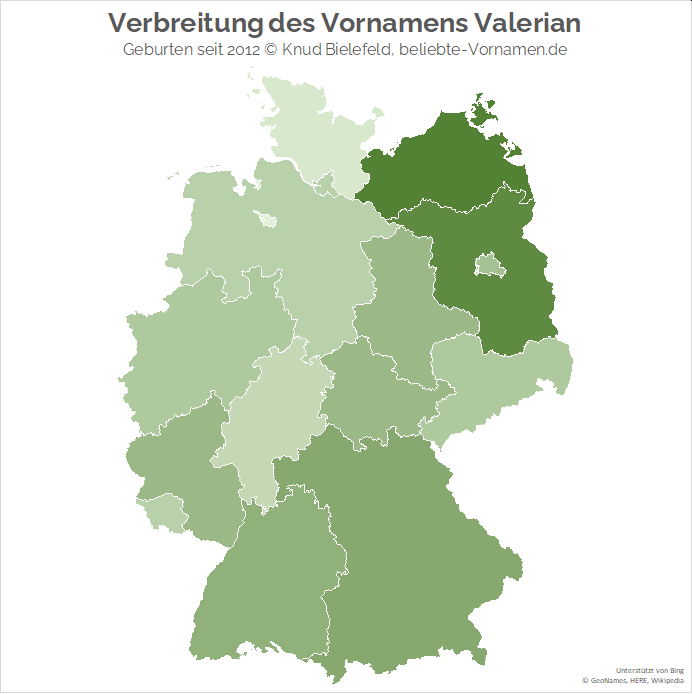 In Mecklenburg-Vorpommern und in Brandenburg ist der Name Valerian besonders beliebt.